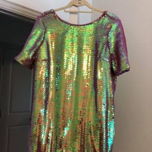 ASOS pink iridescent sequin shift dress (NWT)